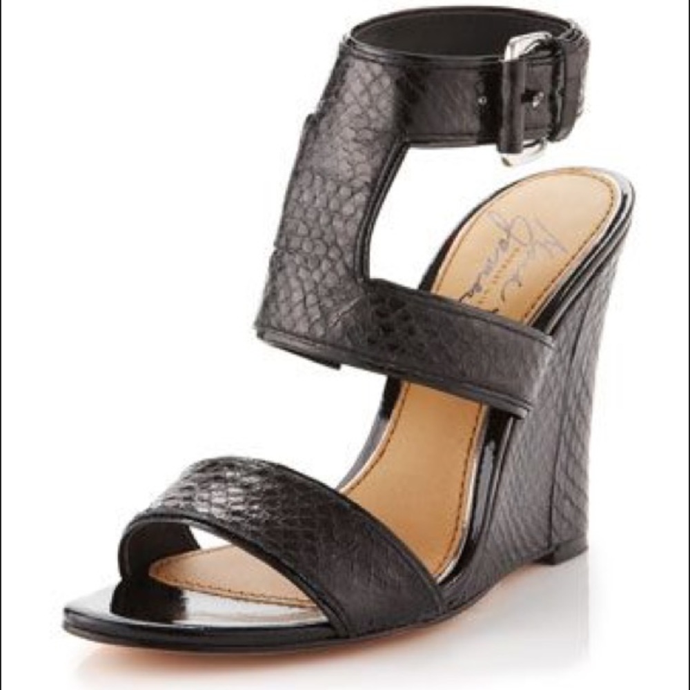 Mark + James Badgley Mischka Snakeskin Wedge Heels